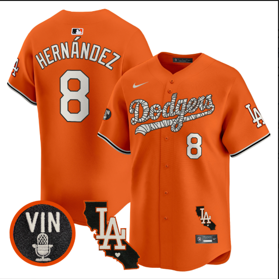 Men Los Angeles Dodgers #8 Hernandez 2025 orange Limited Stitched Jersey->los angeles dodgers->MLB Jersey